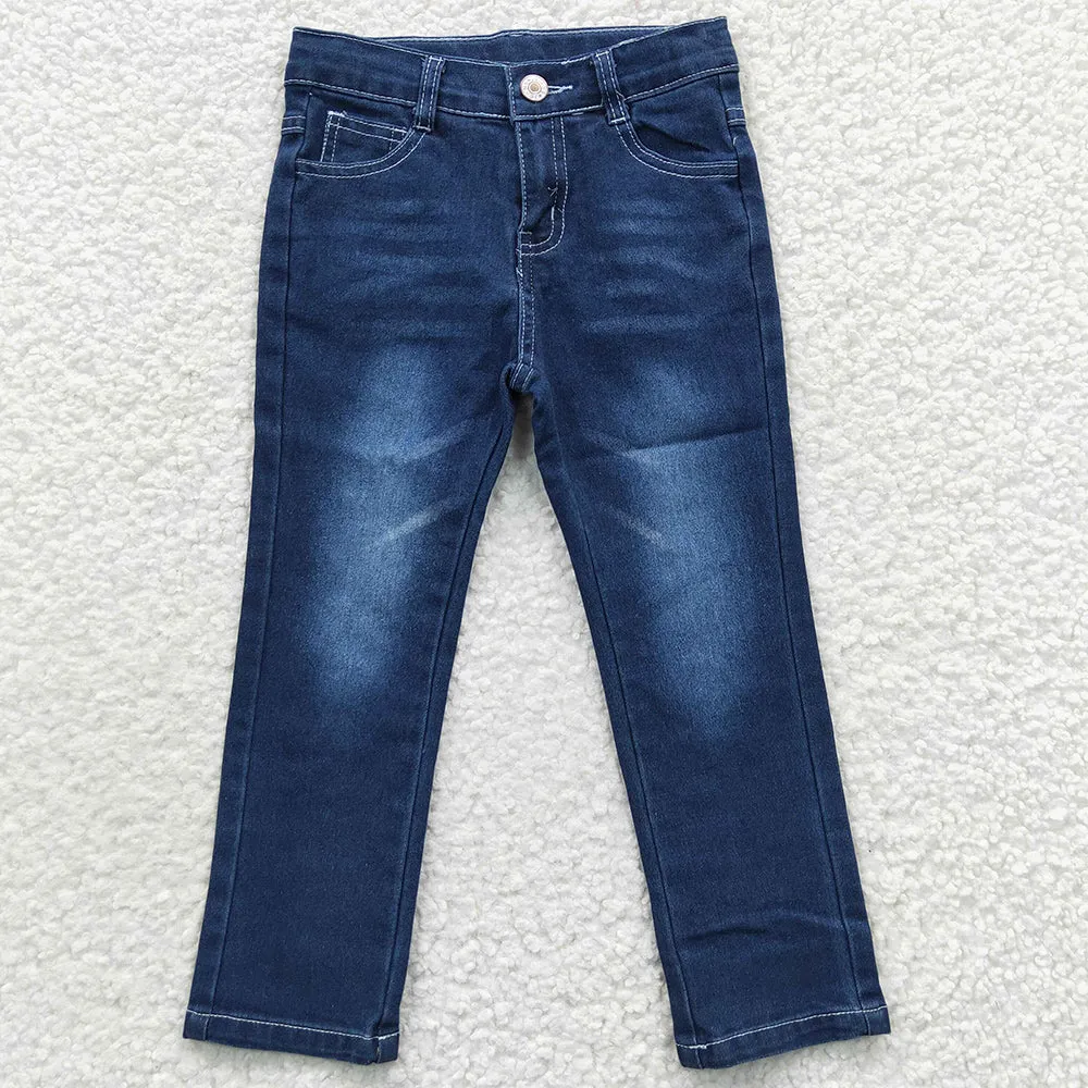 Baby Girls Jeans Pants Navy Rodeo Back Pockets Denim Pants P0085