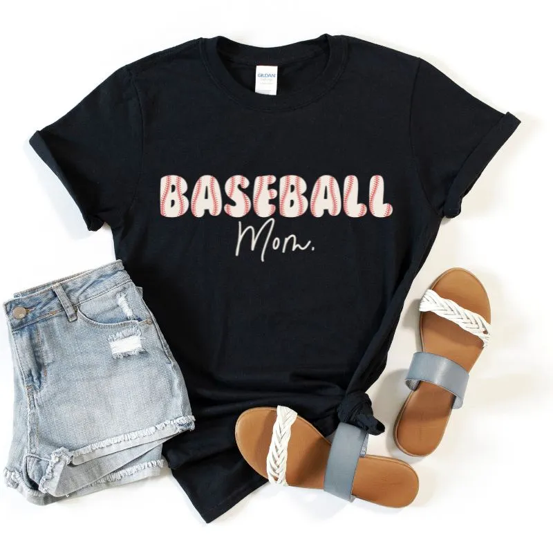 Baseball Lettering Mom Design PNG Download