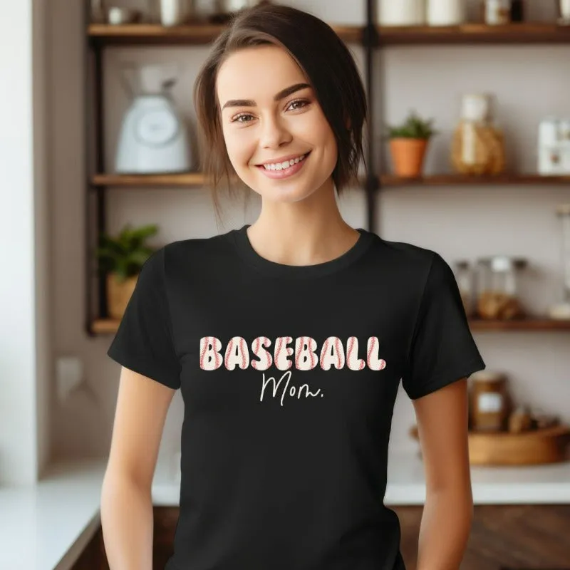 Baseball Lettering Mom Design PNG Download