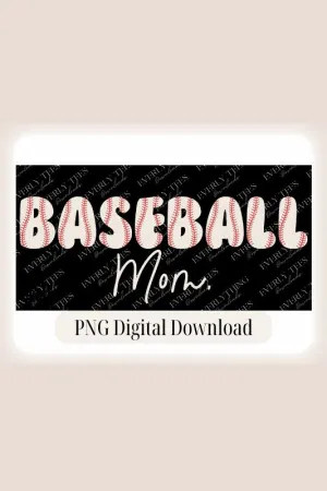 Baseball Lettering Mom Design PNG Download