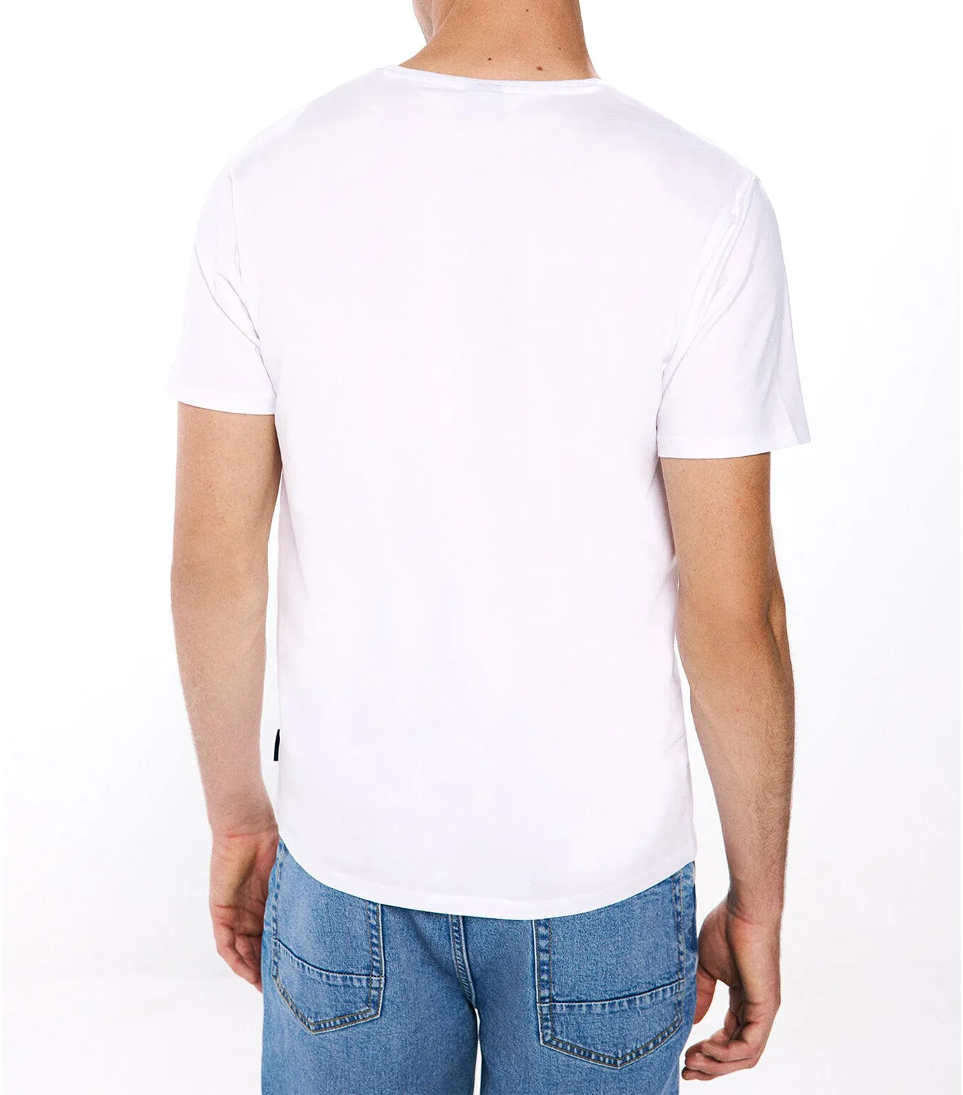 Basic V Cotton Lycra T-Shirt White