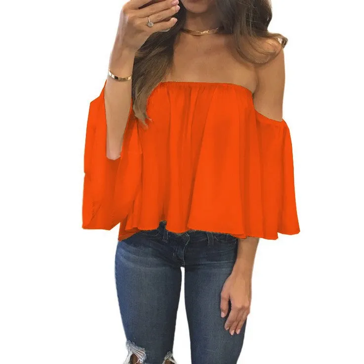 Beautiful Women's Classy Popular Chiffon T-shirt Blouses