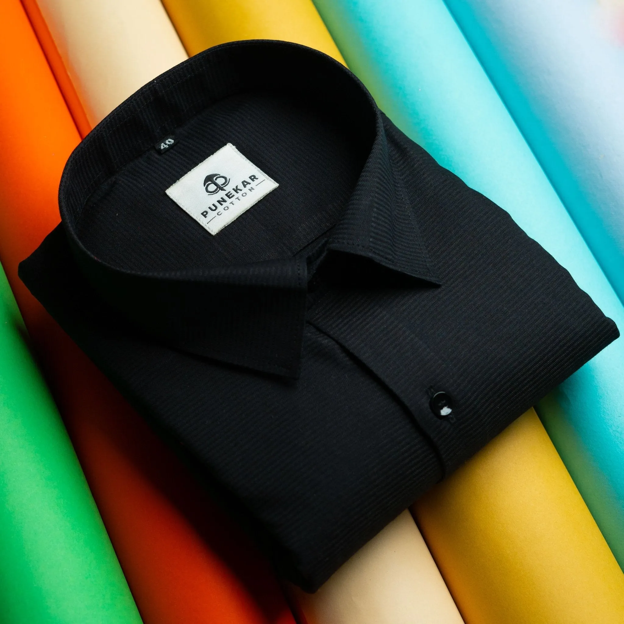 Black Color Twitter Lining Blende Cotton Shirts For Men