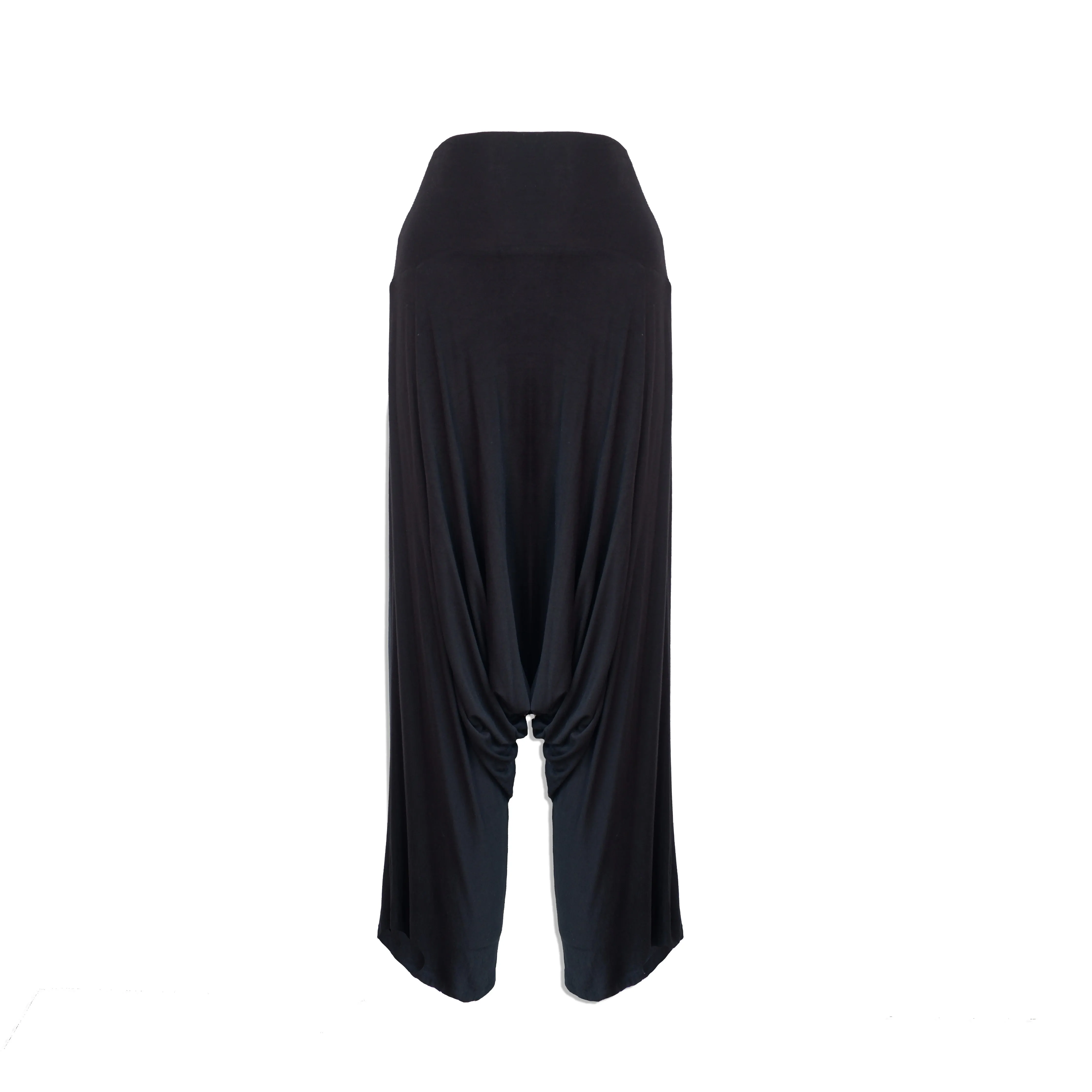 Black Modal Soft Jersey Drop Crotch Pants