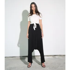 Black Modal Soft Jersey Drop Crotch Pants