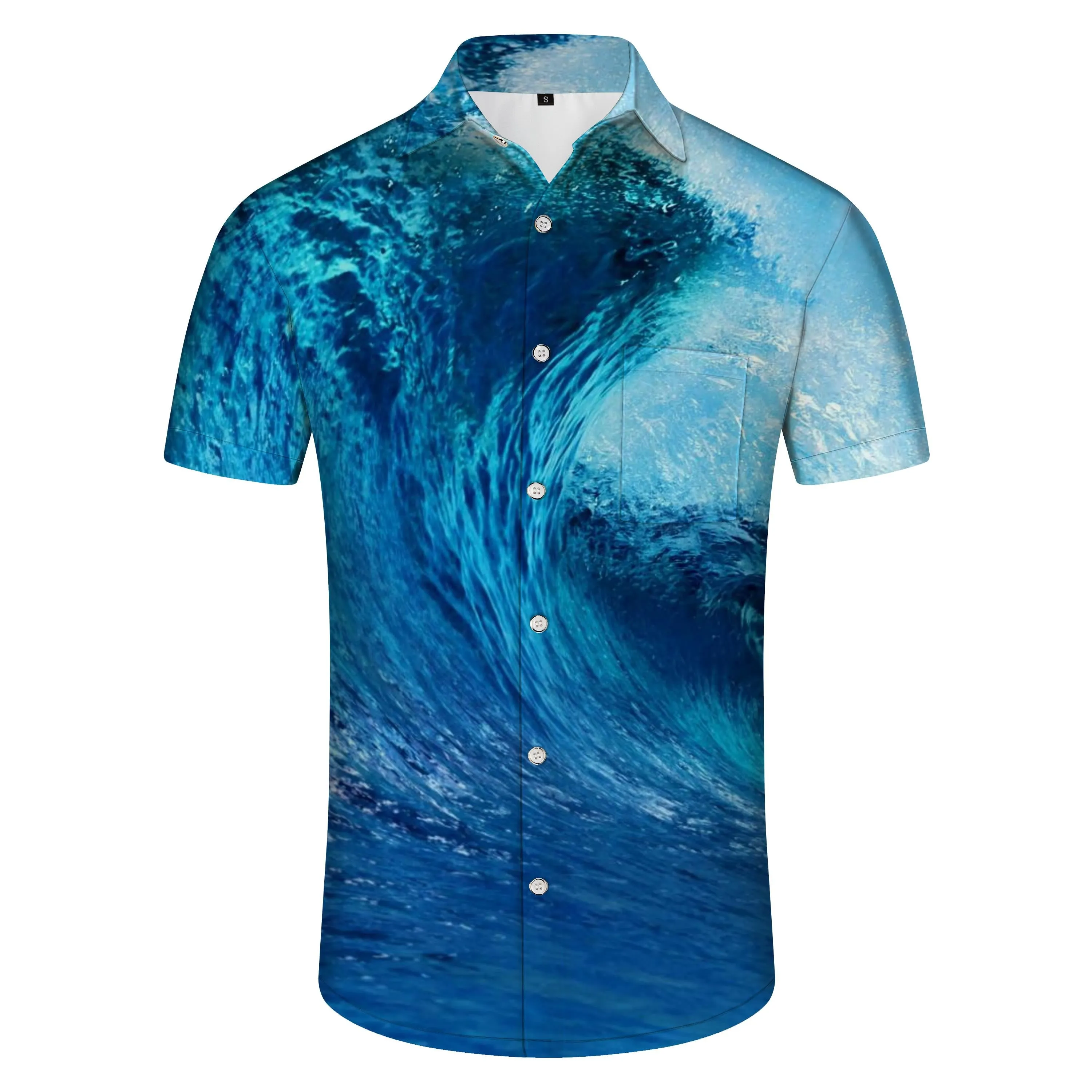 Blue Ocean Men's Loose Casual Short Sleeve Beach Shirt Hawaiian Lapel Button