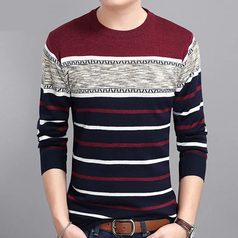 Brand Clothing Mens Sweater New Round Collar Pullover Men Knit Shirt