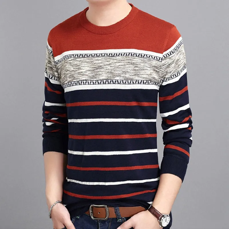 Brand Clothing Mens Sweater New Round Collar Pullover Men Knit Shirt