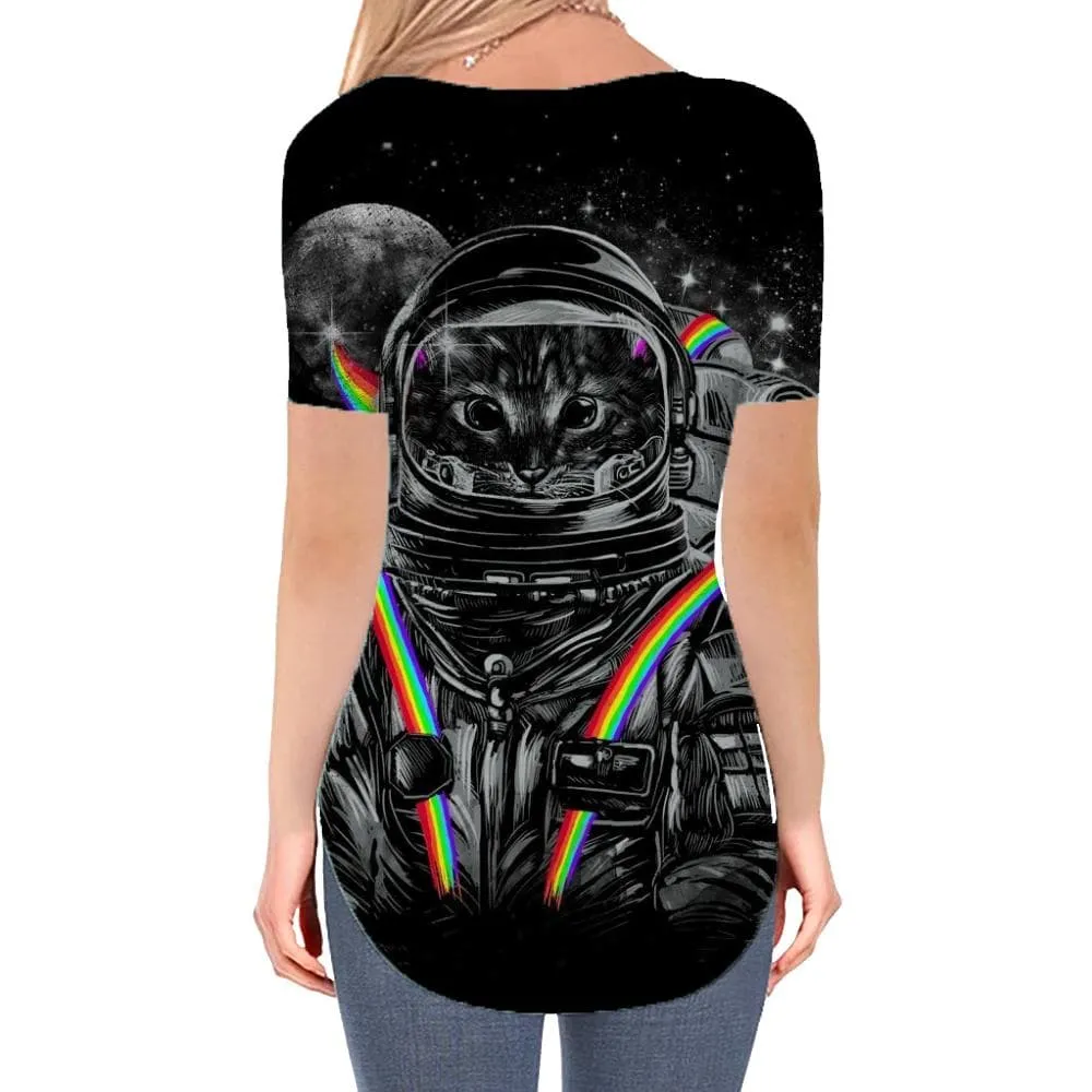 Cat T-shirt women Animal Funny T shirts Rainbow T-shirts 3d Womens Clothing