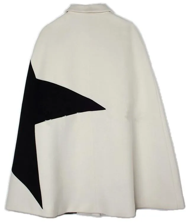 Contrast-Star Wool Blend Cape