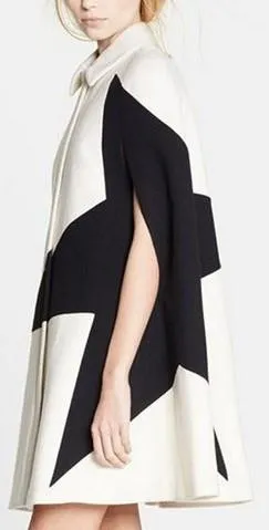 Contrast-Star Wool Blend Cape