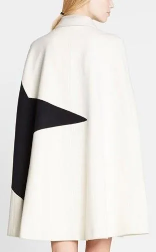 Contrast-Star Wool Blend Cape