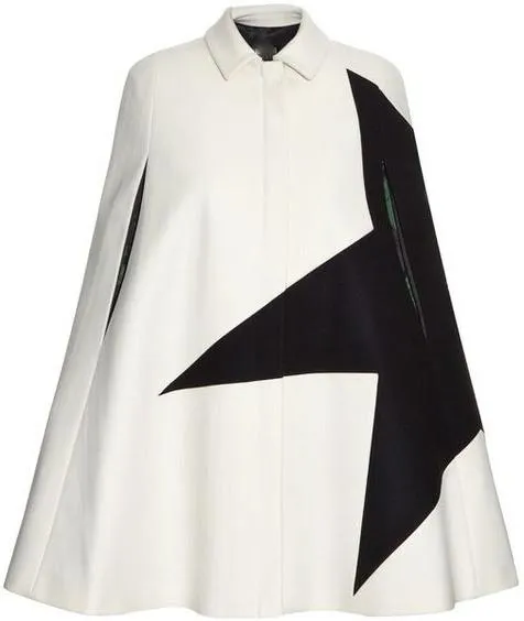 Contrast-Star Wool Blend Cape