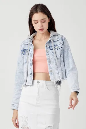 Curvy Girl Light Vintage Washed Denim Jacket