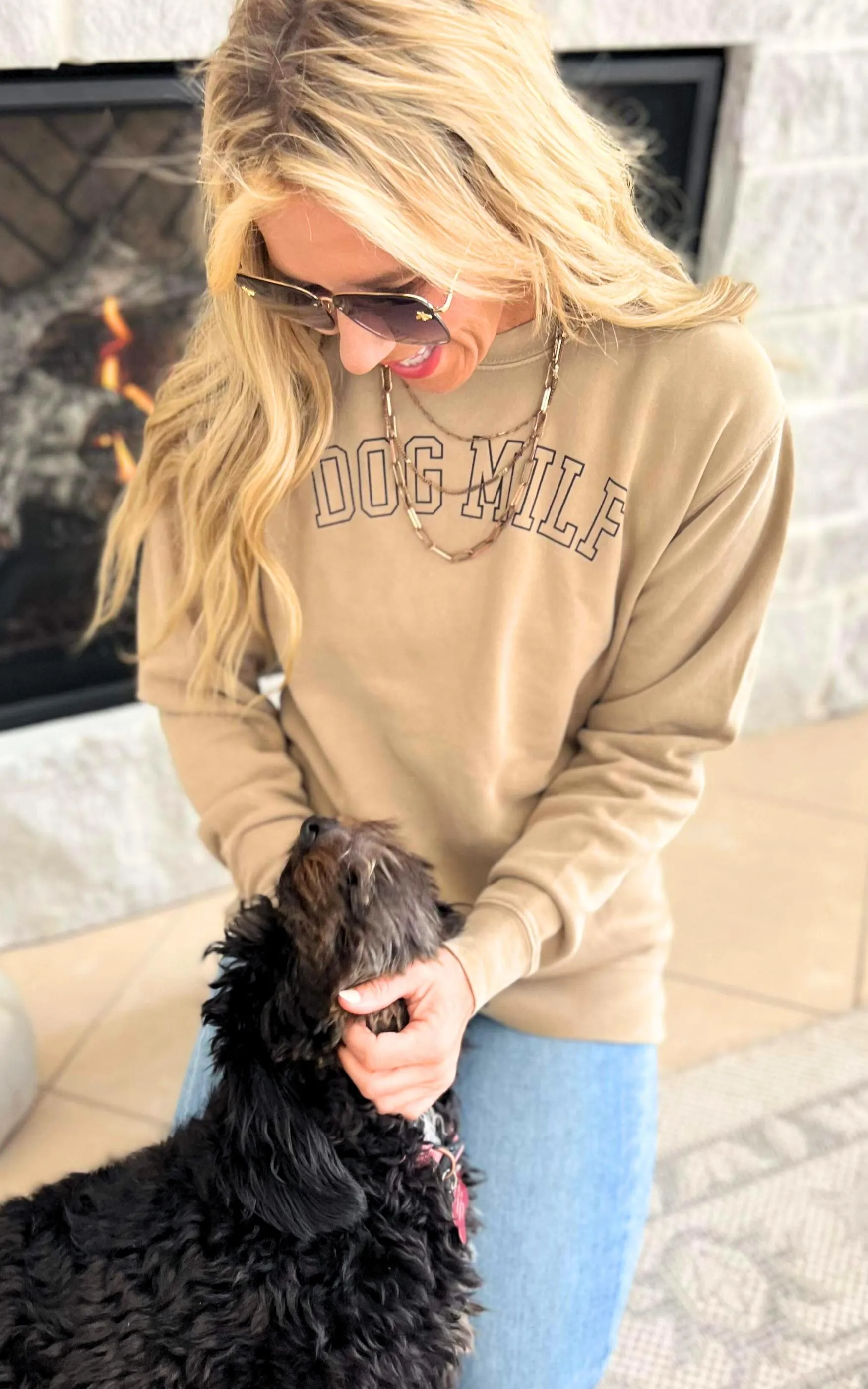 Dog Milf Pigment Dyed Crewneck Sweatshirt**