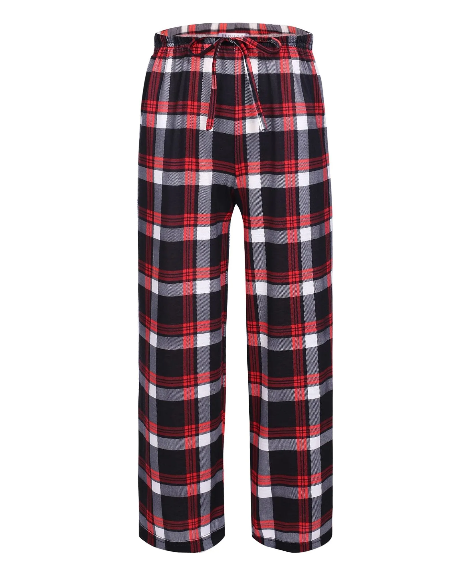 Ekouaer Boys Pajama Pants Long Sleep Pants Soft Elastic Waist Pajama Bottoms Plaid Lounge Pants with 2 Pockets