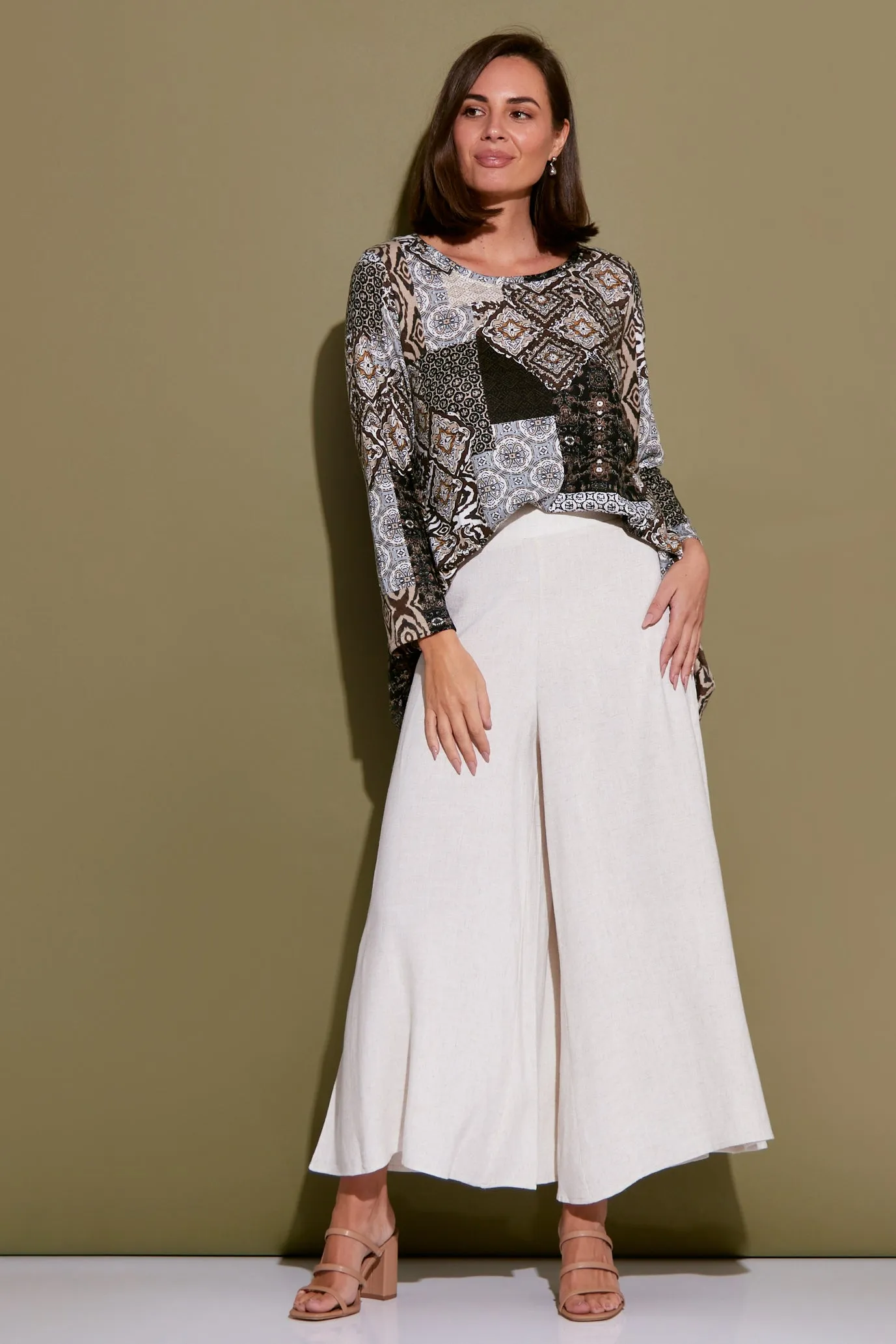 Elizabeth Wide Leg Pants - Flax