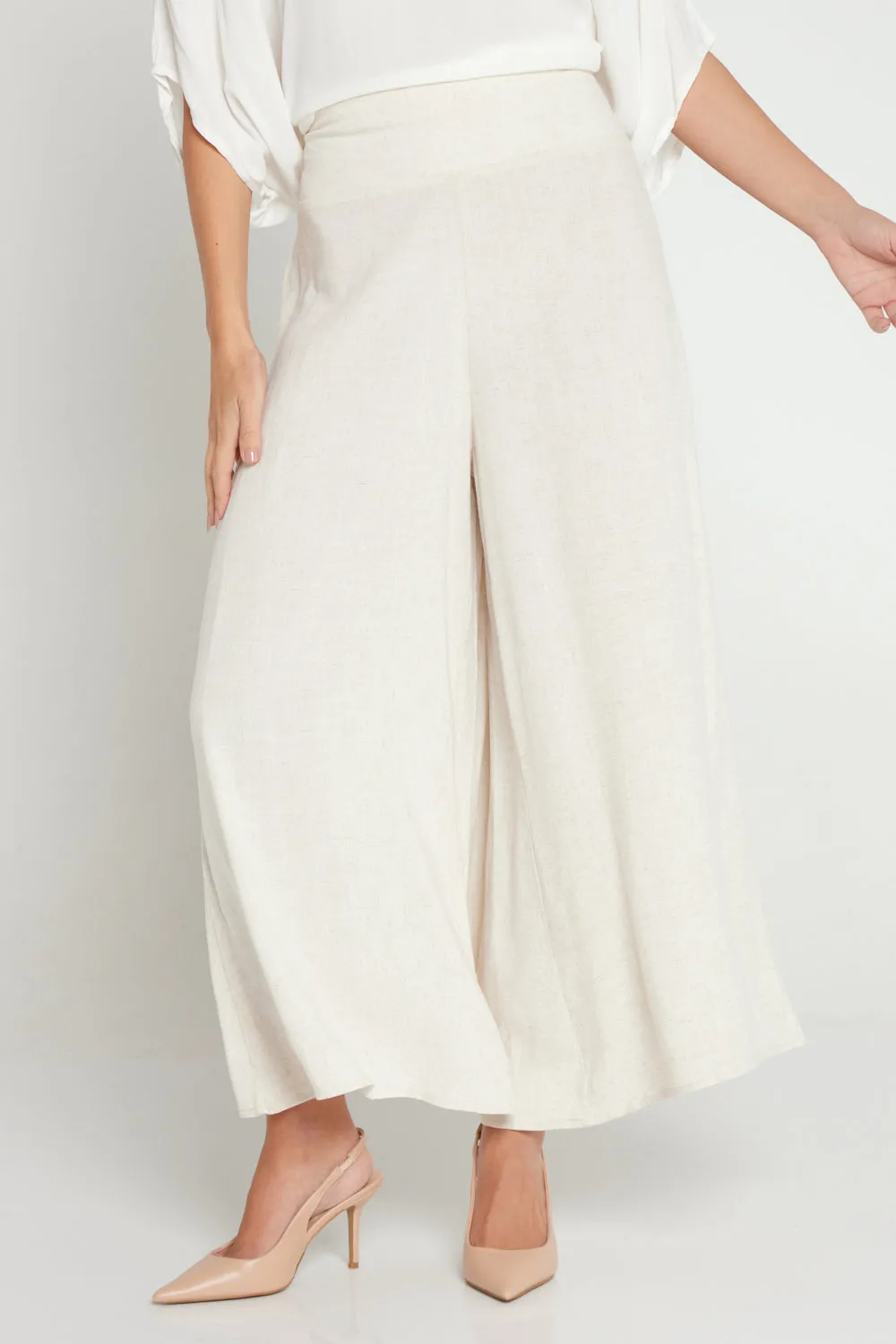 Elizabeth Wide Leg Pants - Flax