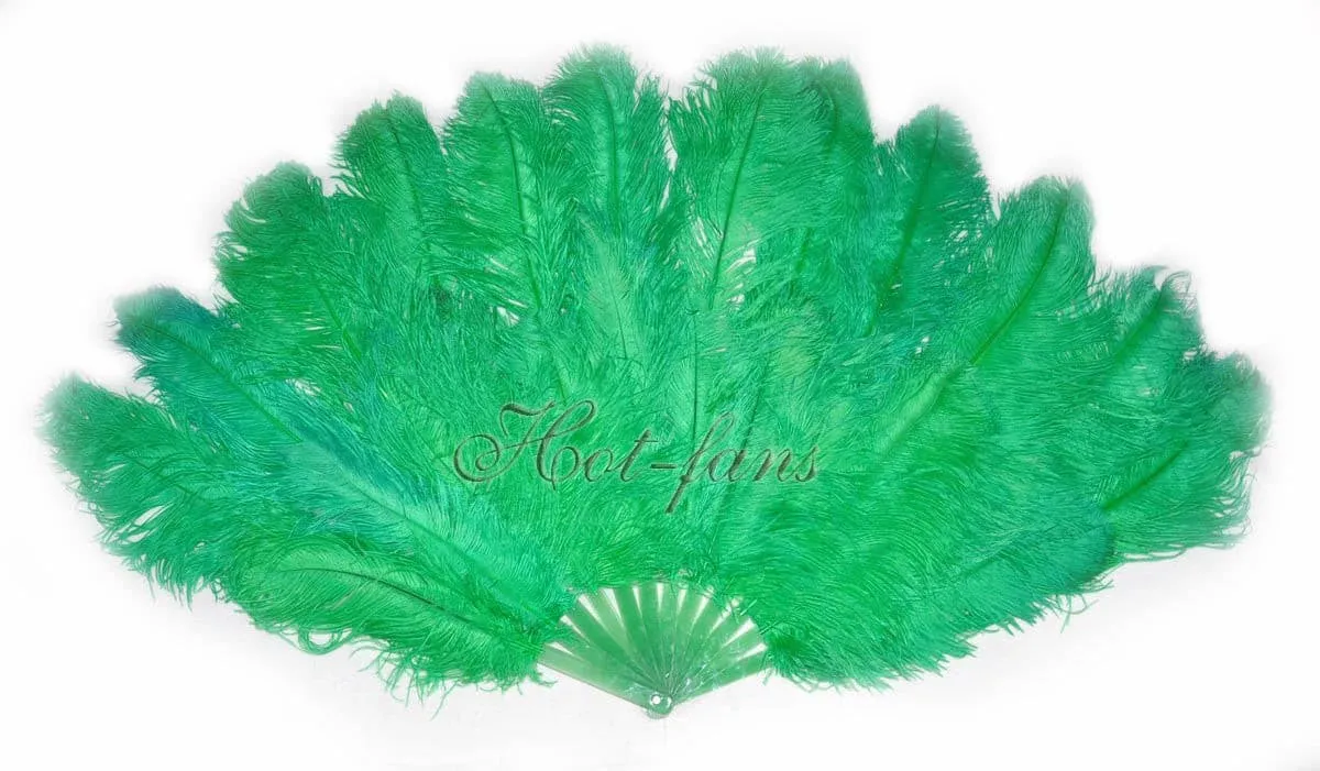 Emerald green Advanced XL 2 Layers Ostrich Feather Fan 34"x 60"