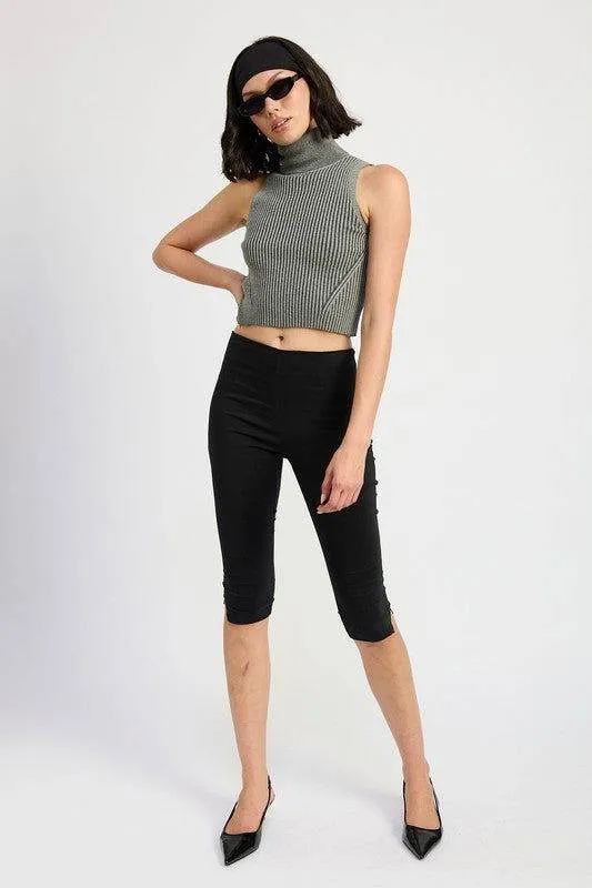 Emory Park Turtle Neck Ribbed Sleeveless Top