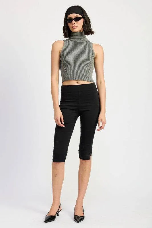 Emory Park Turtle Neck Ribbed Sleeveless Top