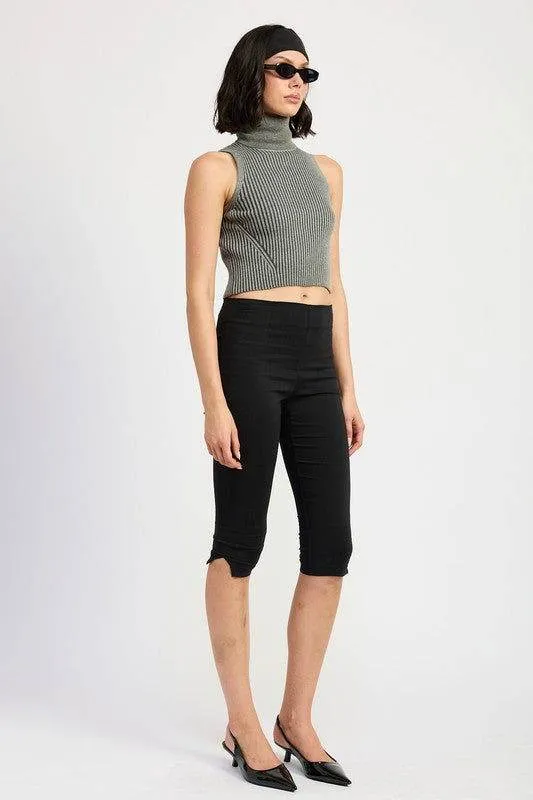 Emory Park Turtle Neck Ribbed Sleeveless Top