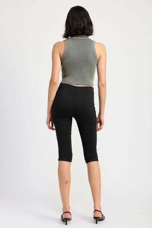 Emory Park Turtle Neck Ribbed Sleeveless Top