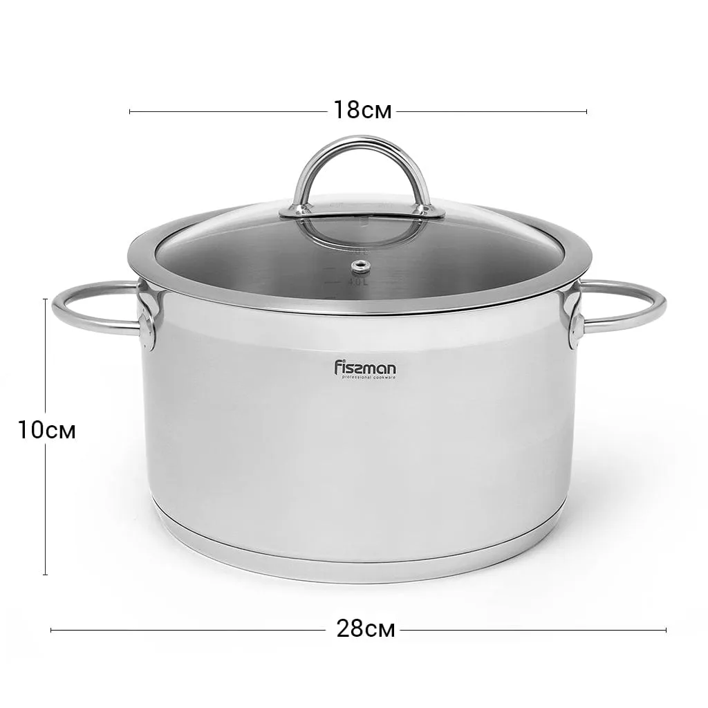 Fissman Benjamin Stainless Steel Casserole With Lid Silver 18?10cm