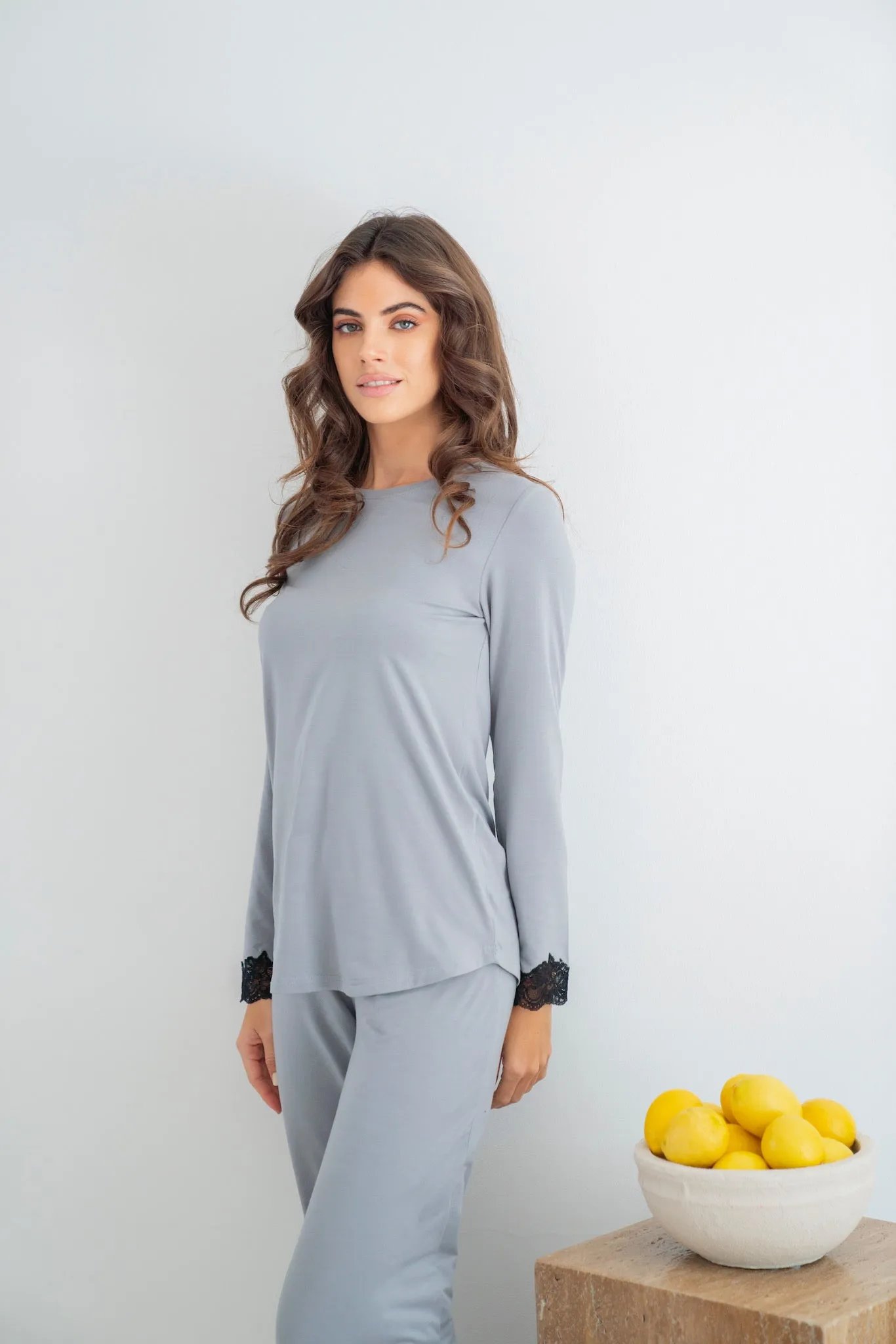 Gray Soft Long-sleeve PJ set