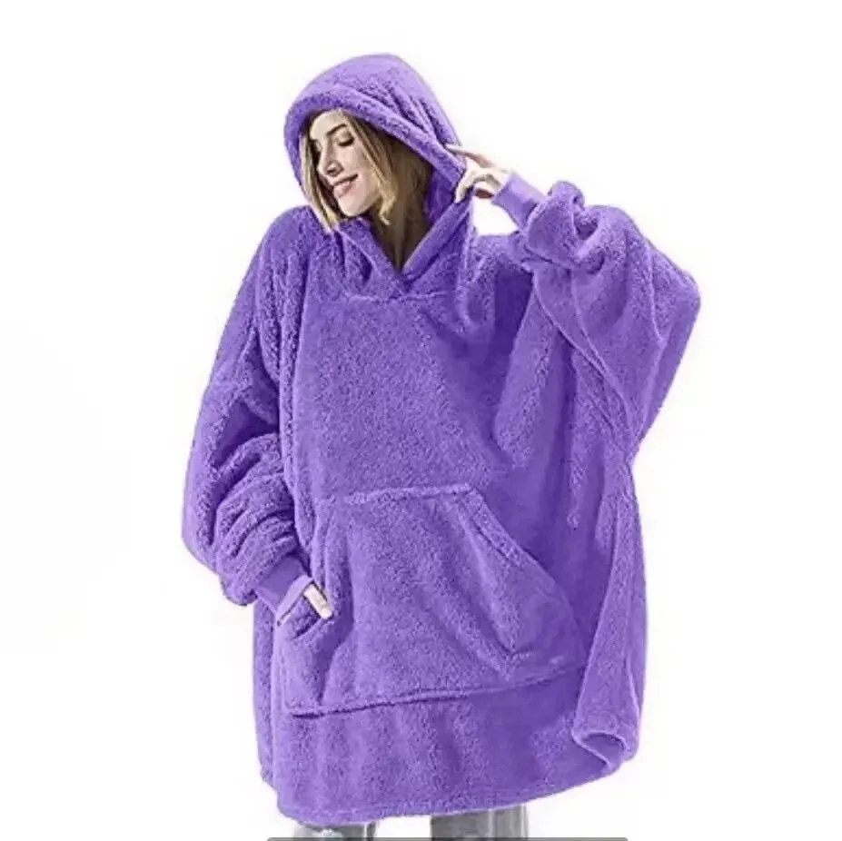 Hoodies Winter Warm Comfort Flannel Blanket with Sleeves Oversized Women Men Pullovers Thicken Fleece Giant TV Blanket Home wear