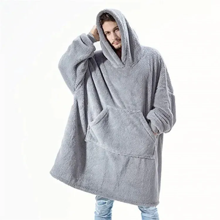 Hoodies Winter Warm Comfort Flannel Blanket with Sleeves Oversized Women Men Pullovers Thicken Fleece Giant TV Blanket Home wear