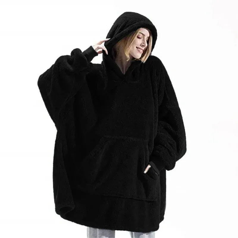 Hoodies Winter Warm Comfort Flannel Blanket with Sleeves Oversized Women Men Pullovers Thicken Fleece Giant TV Blanket Home wear