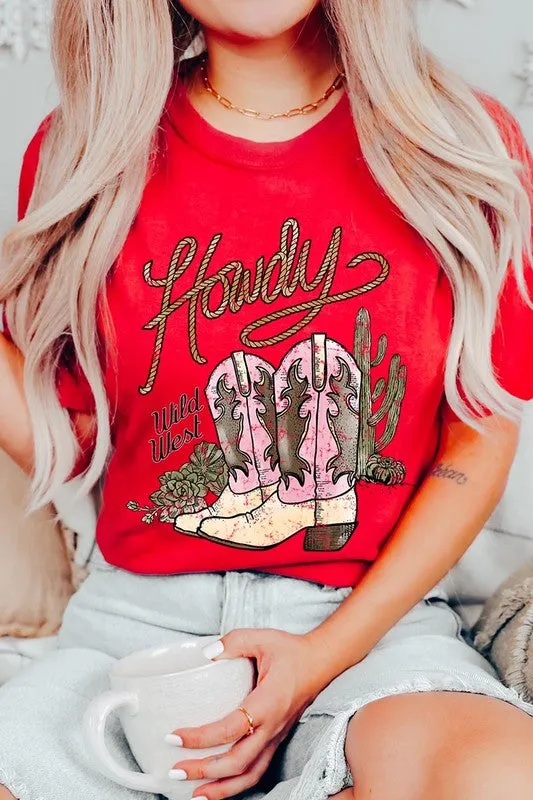 Howdy Cowgirl Boots Graphic T Shirts