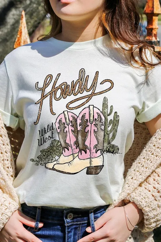 Howdy Cowgirl Boots Graphic T Shirts