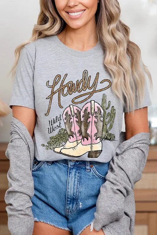 Howdy Cowgirl Boots Graphic T Shirts