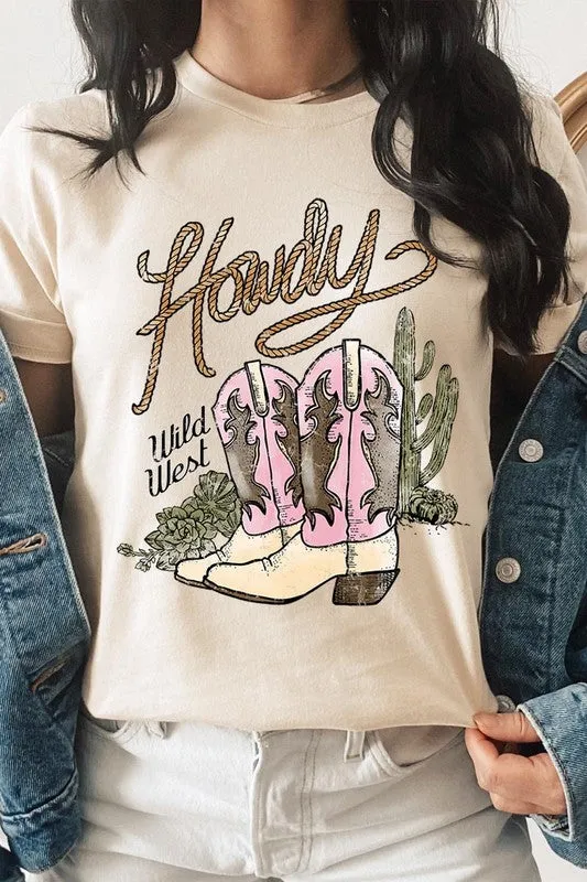 Howdy Cowgirl Boots Graphic T Shirts