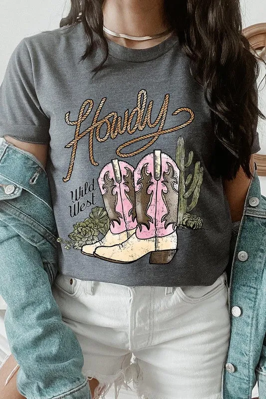 Howdy Cowgirl Boots Graphic T Shirts