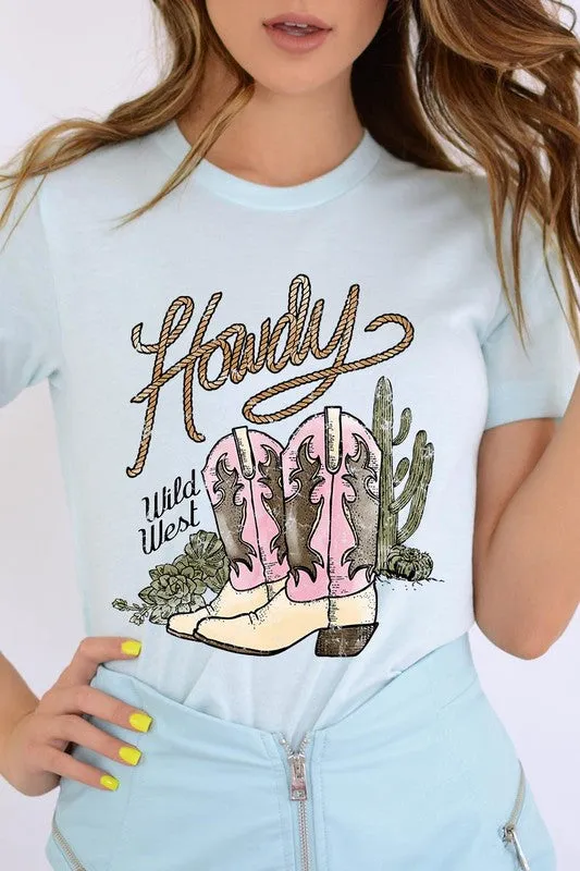 Howdy Cowgirl Boots Graphic T Shirts