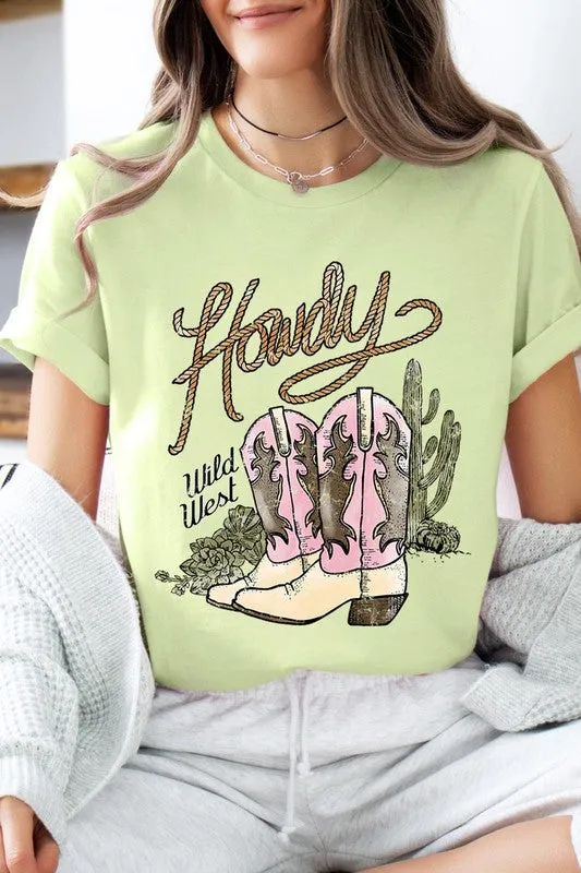 Howdy Cowgirl Boots Graphic T Shirts