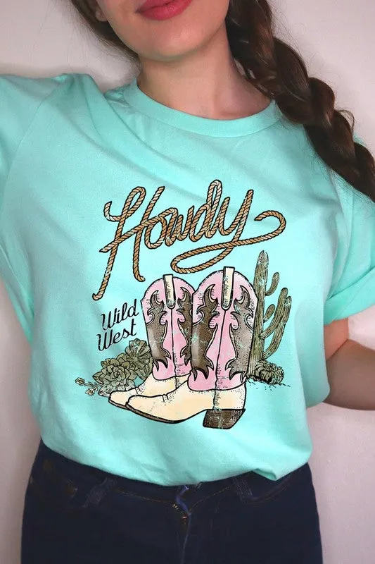 Howdy Cowgirl Boots Graphic T Shirts