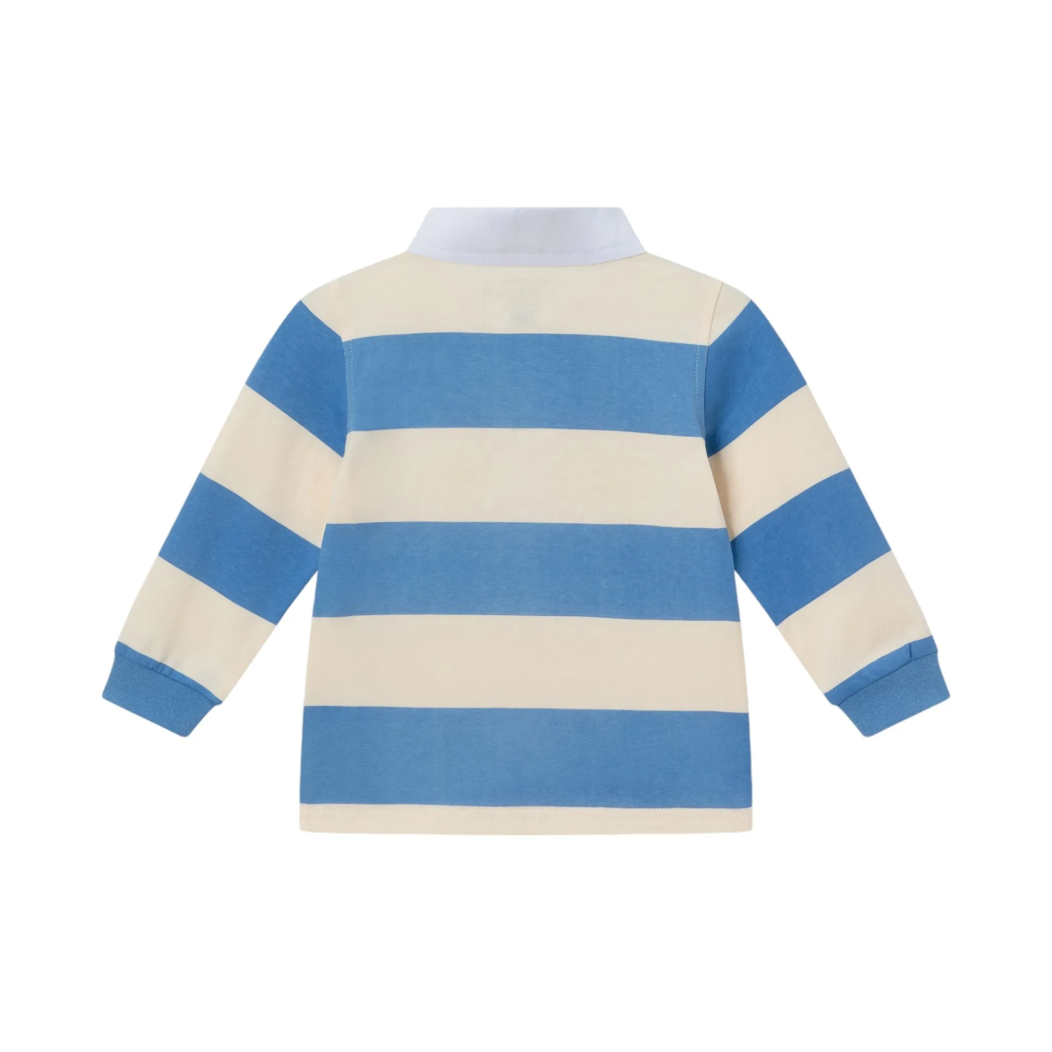 Infant 2-Piece Rugby Shirt & Soft Pique Pant Set | Blue Cream Striped