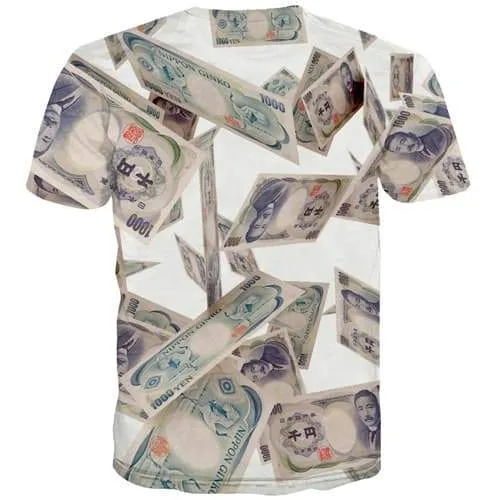 Japan Yen T shirts Men Money T shirts Funny Abstract Tshirts Novelty Japan T-shirts 3d Harajuku Shirt Print Short Sleeve