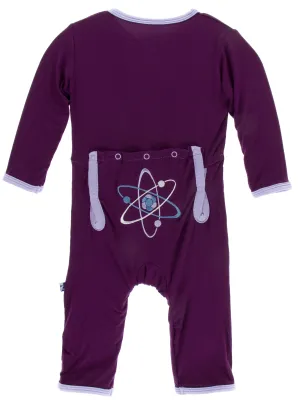 KicKee Pants Wine Grapes Atom Applique Coverall with Zipper