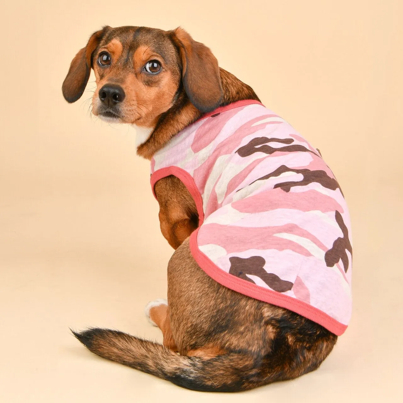 lance dog tee - pink camo xl left!