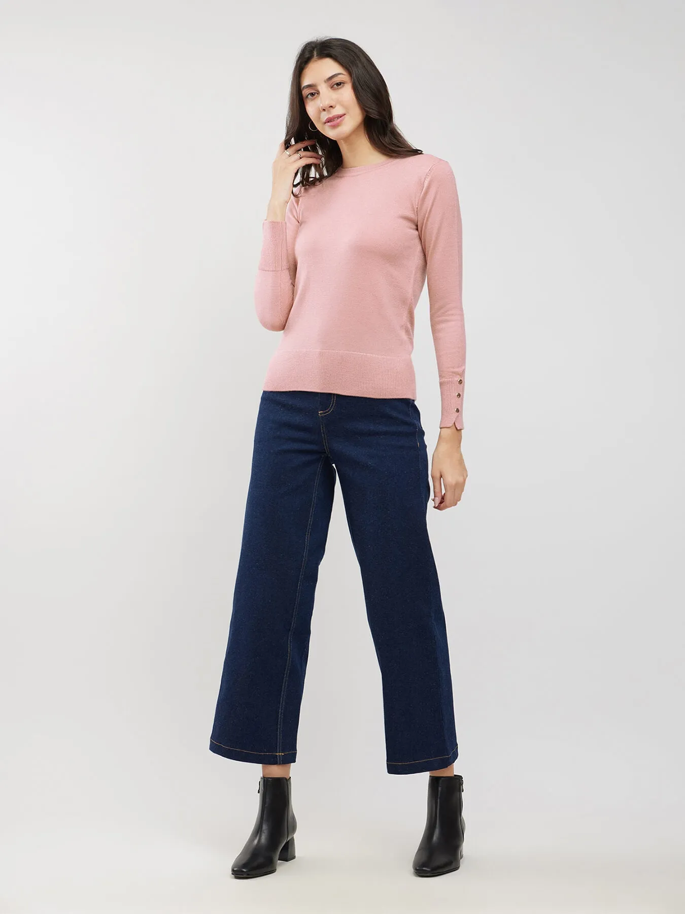 LivSoft Button Detail Sweater - Blush