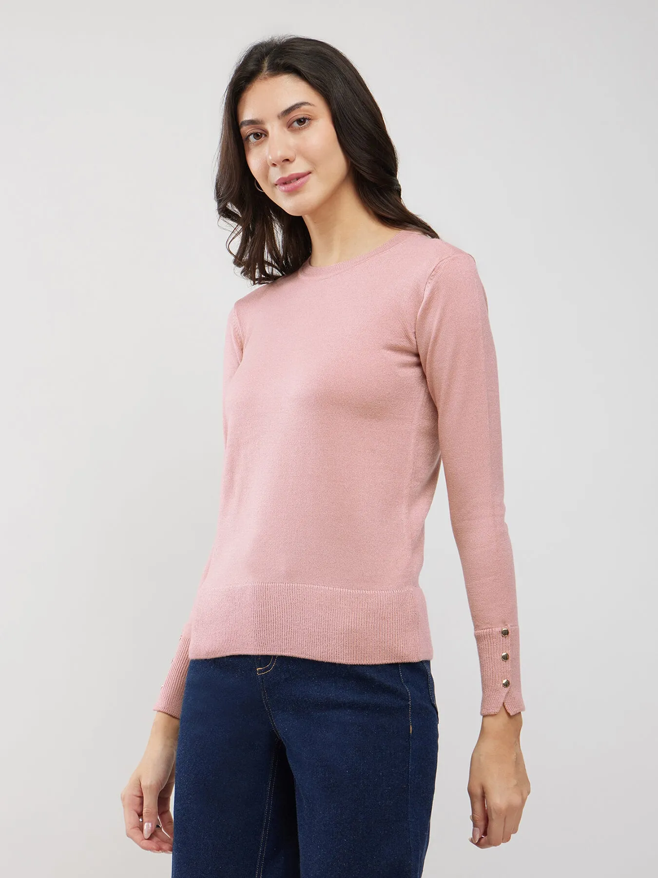 LivSoft Button Detail Sweater - Blush