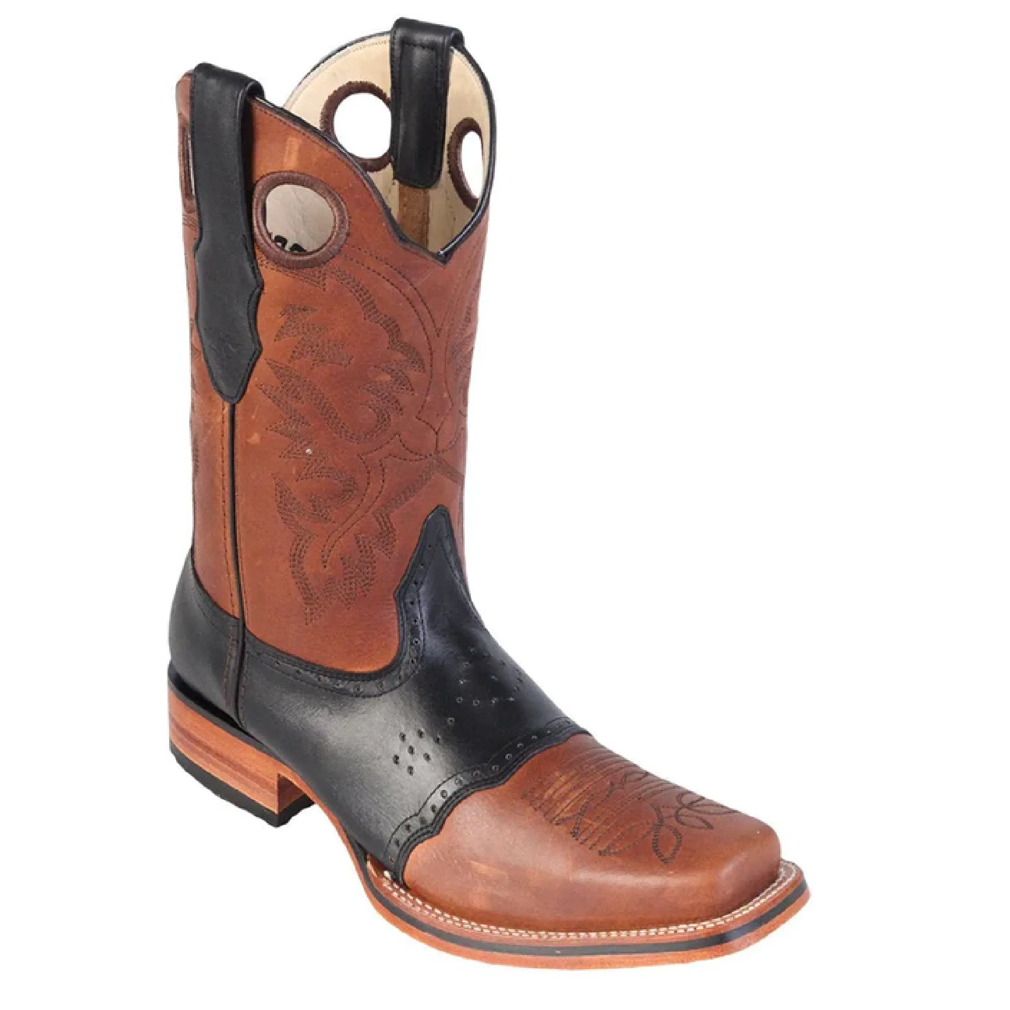 Los Altos Boots Mens #8142751 Rodeo Boot W/Saddle | Style Rage Boots | Color Honey Black