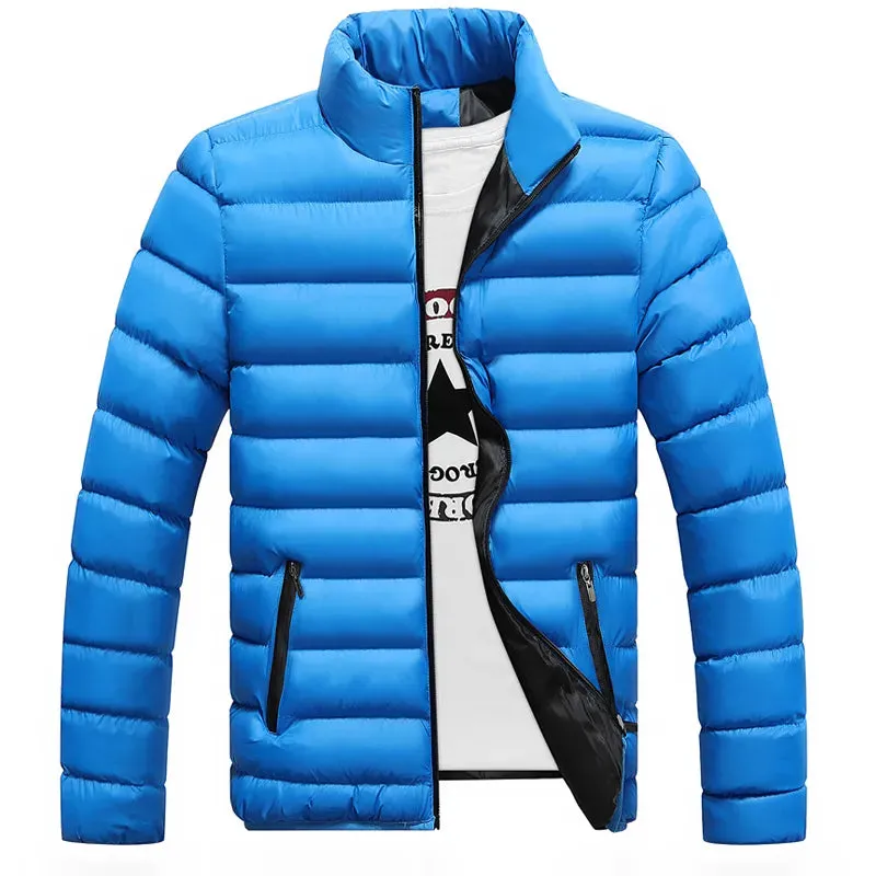 M-5XL New Men's Winter Thick Jacket Stand Neck Zipper for Warmth and Contrast Color Short Jacket Slim Fitting and Versatile Jac