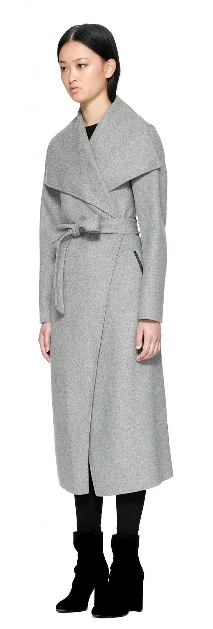 Mackage- Mai Long Coat   belted waist Light Grey