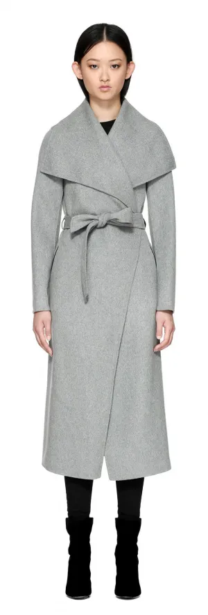 Mackage- Mai Long Coat   belted waist Light Grey